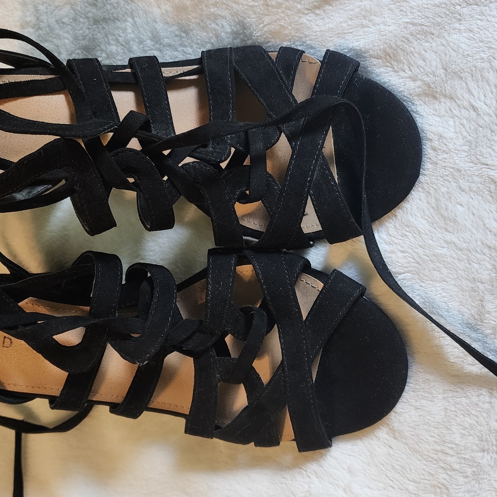 Torrid Black Laceup Ankle Wrap Sandels